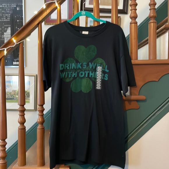 Black “Drinks Well With Others” short sleeve t-shirt. NWT. Size L. - Picture 1 of 2